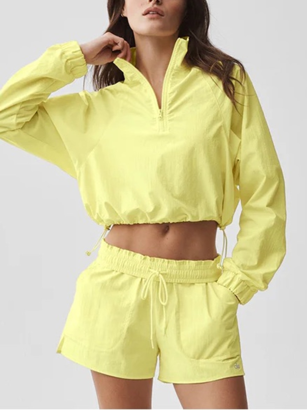 ALO Yoga NWT Cropped 1/4 Zip Alumni Pullover SUNSHINE XS